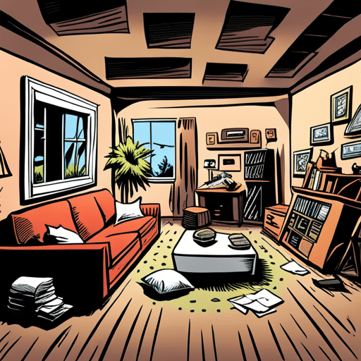 An image of a group of friends laughing and chatting in a living room, while one person sits alone on the couch looking sad and excluded