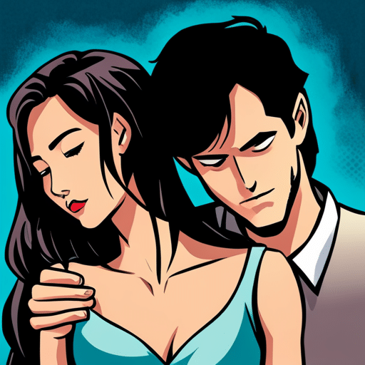 An image of a girl peacefully asleep on a guy's shoulder, her hand gently holding his