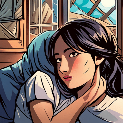 An image of a girl peacefully sleeping on someone's shoulder, with their hands intertwined, in a cozy and intimate setting that conveys a sense of trust and closeness