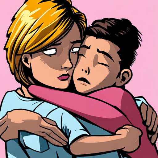 An image of a girl peacefully asleep on a person's shoulder, with a slight smile on her face