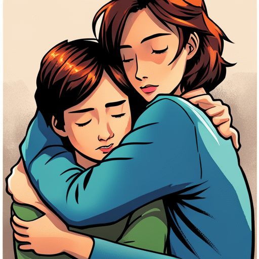 An image of a girl peacefully asleep, head resting on someone's shoulder, with a content expression