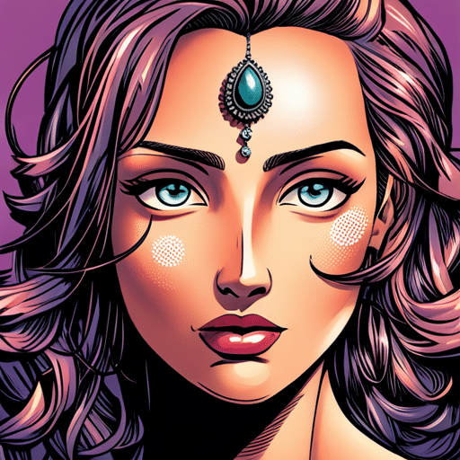 An image of a close-up of a girl's face with a nose ring, surrounded by a group of people looking at her with a mix of admiration and curiosity