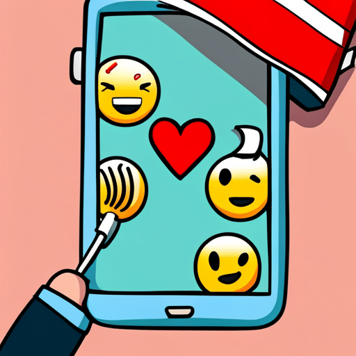 An image of a phone screen filled with emojis - heart eyes, laughing face, and thumbs up - in a conversation between a girl and a boy