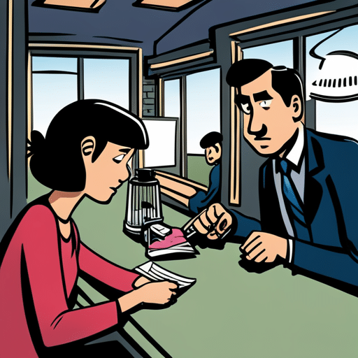 An image of a girl sitting at a restaurant table with a bill in front of her, looking uninterested and disengaged as the guy reaches for his wallet