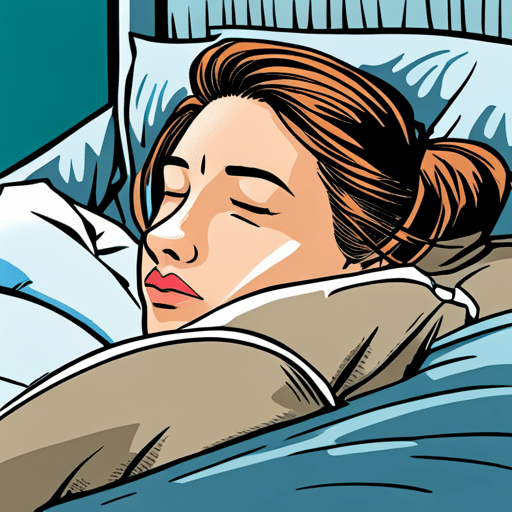 An image of a young woman sleeping peacefully in bed, with subtle lines indicating snoring