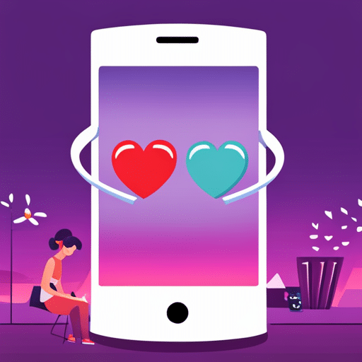 An image of two smartphones, one with a heart emoji popping out of the screen, symbolizing daily texts from a girl, and the other with a glowing connection between them
