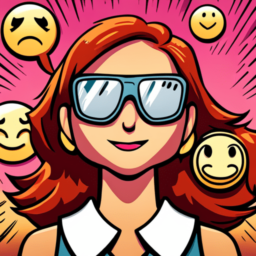 E of a smartphone screen filled with various emojis, with each emoji representing a different aspect of the girl's personality and emotions