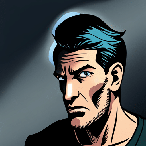 E of a man with a freshly pierced right ear, looking contemplative with a hint of uncertainty in his eyes