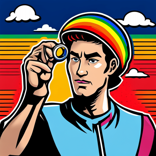 An image of a man wearing a silver ring with rainbow colors on his right ring finger