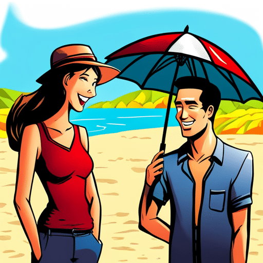 An image of a girl laughing while holding a lime, with a guy looking confused