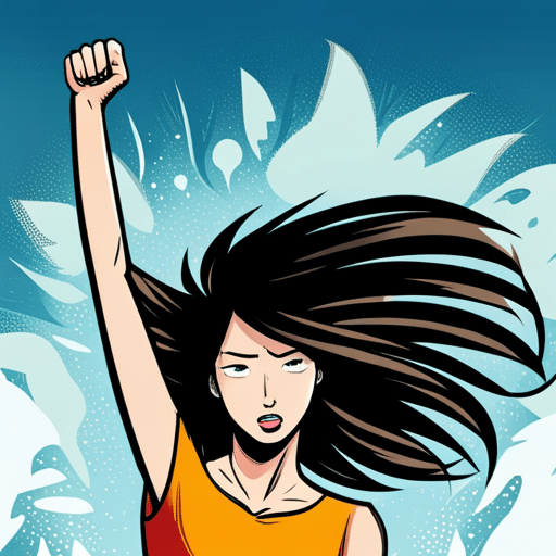 An image of a girl nervously flipping her hair, strands falling out of place, eyes darting around, fingers fidgeting