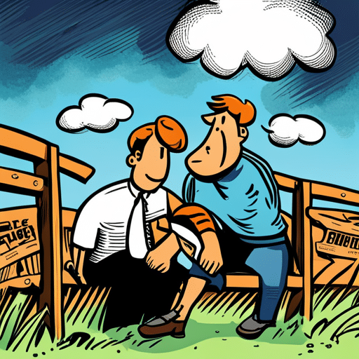 An image of a man standing alone on one side of a fence, while a woman stands on the other side with a "Friend Zone" sign