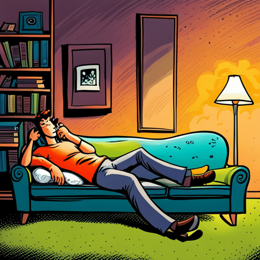 An image capturing a cozy living room scene, where a guy and a girl are relaxed together on a couch