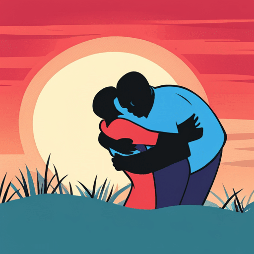 An image that depicts a guy with a warm smile, gently wrapping his arms around a girl from behind
