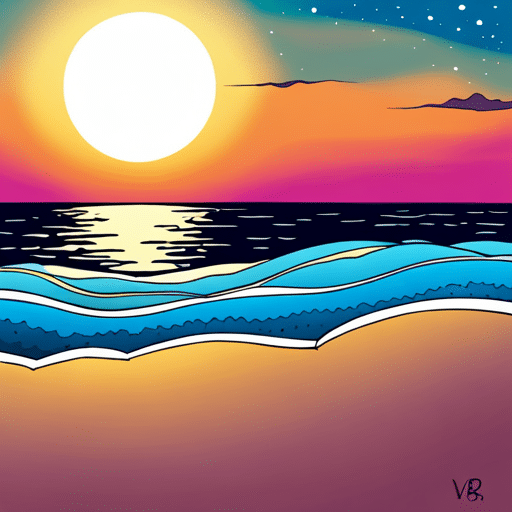 An image showcasing a serene seascape at dusk, where a solitary Pisces gazes at the horizon, lost in deep thought