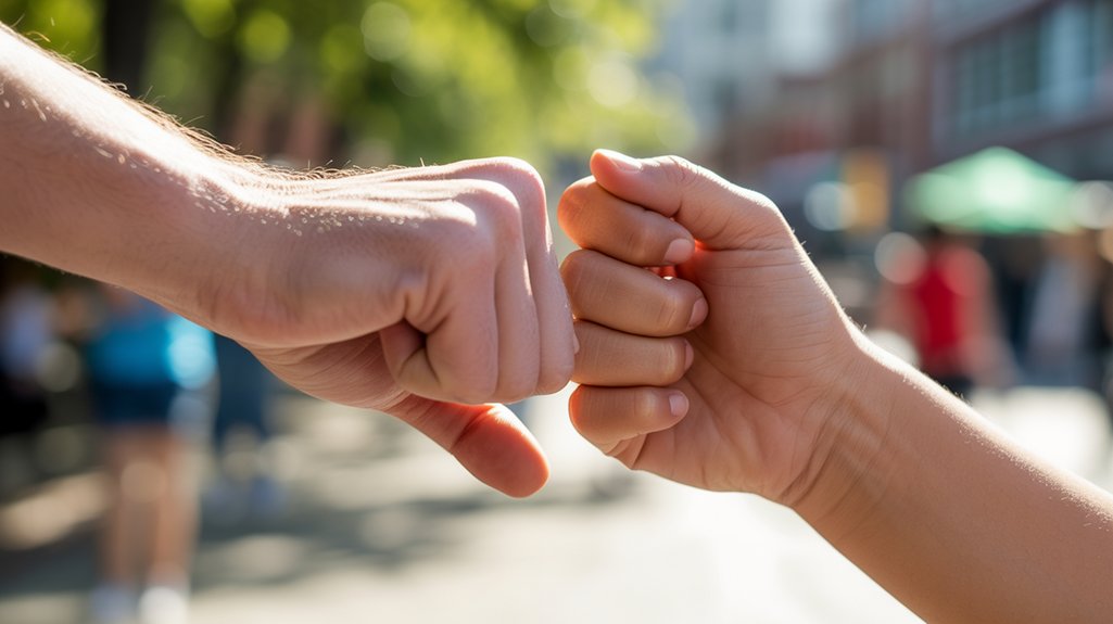 friendly gesture of camaraderie