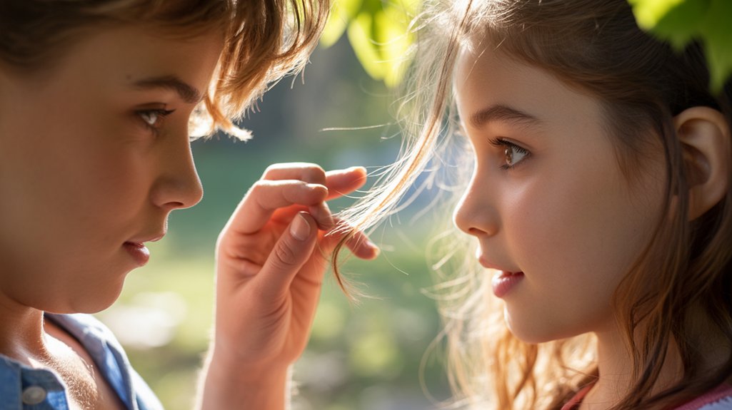 hair touch indicates interest