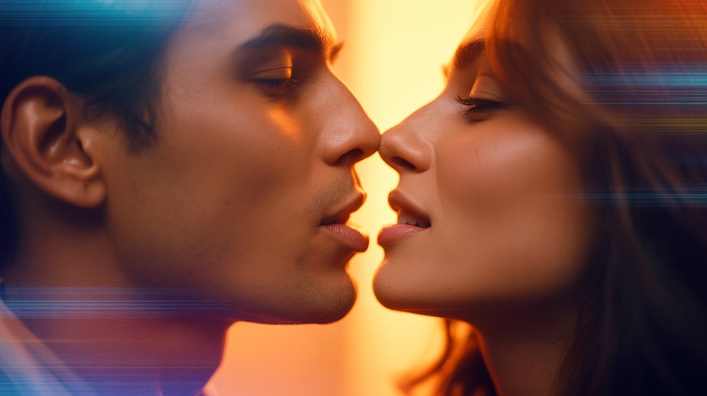 intimate kiss with excitement