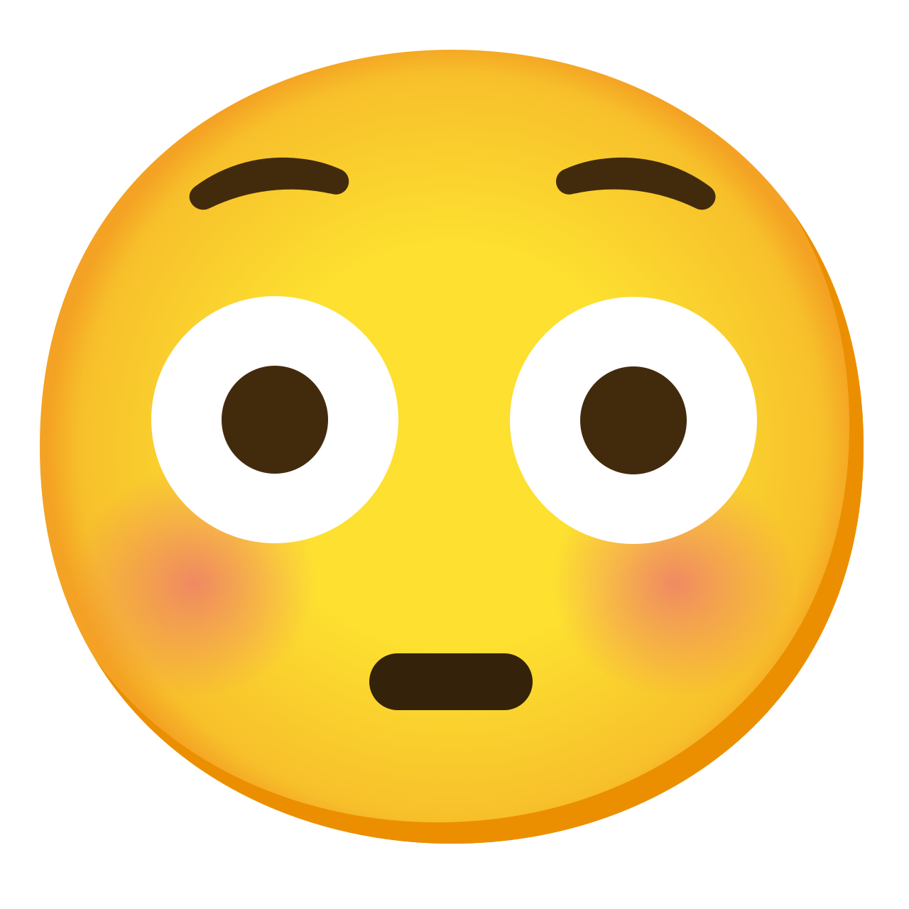 Flushed face emoji glyph (U+1F633) as drawn in the Noto Emoji typeface